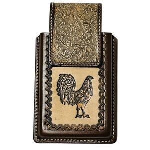WESTERN LEATHER PHONE HOLSTER, RODEO COWBOY FUNDA VAQUERA DE CUERO